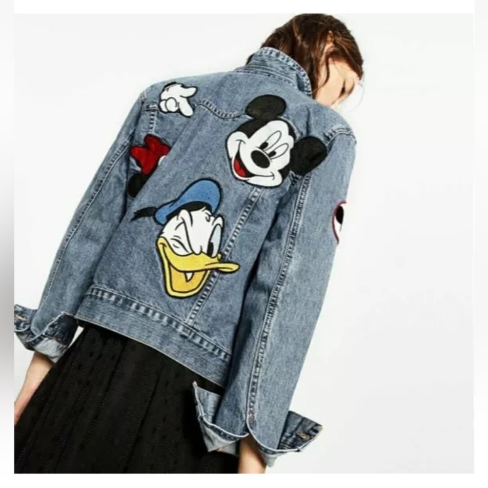 Zara Blue Denim Jacket with Disney Patches
